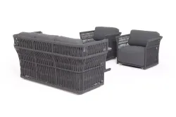 "Лугано" лаунж-зона 5-местная плетеная из роупа (веревки), каркас алюминиевый темно-серый, роуп темно-серый