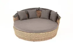 "Стильяно" плетеная кровать круглая, цвет соломенный