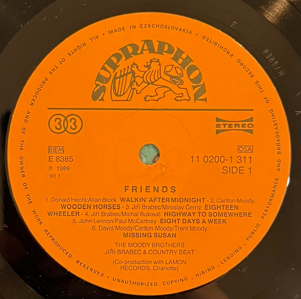 Виниловая пластинка The Moody Brothers с Иржи Брабецем и Country Beat – Друзья LP