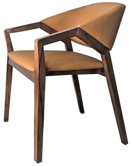 Стул ANGEL дерево и коричневая экокожа
