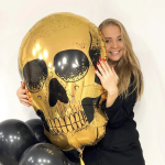 Шар (36''/91 см) Фигура, Череп, Золото