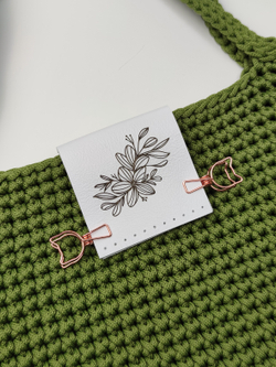 Бирка кожаная большая со сгибом "Цветы"