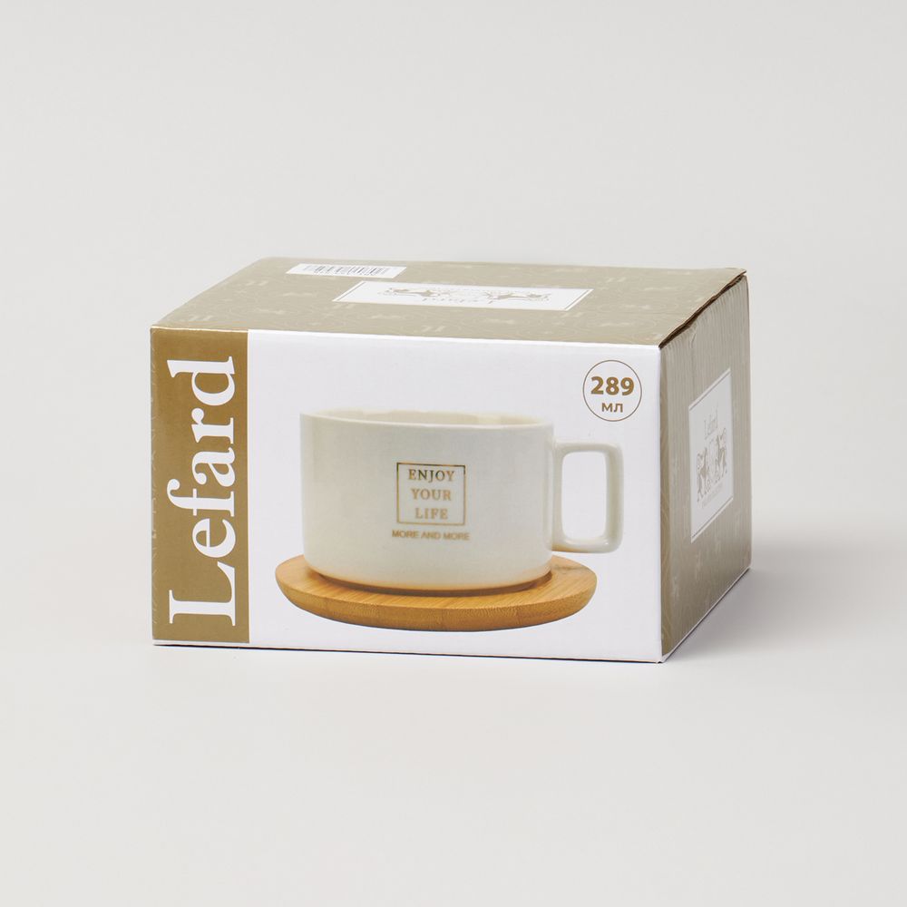 ЧАЙНАЯ ПАРА LEFARD WHITE 300 МЛ С БАМБУКОВЫМ БЛЮДЦЕМ