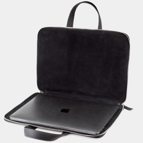 Сумка для MacBook Pro 16 - 17 с карманами из кожи теленка, черного цвета