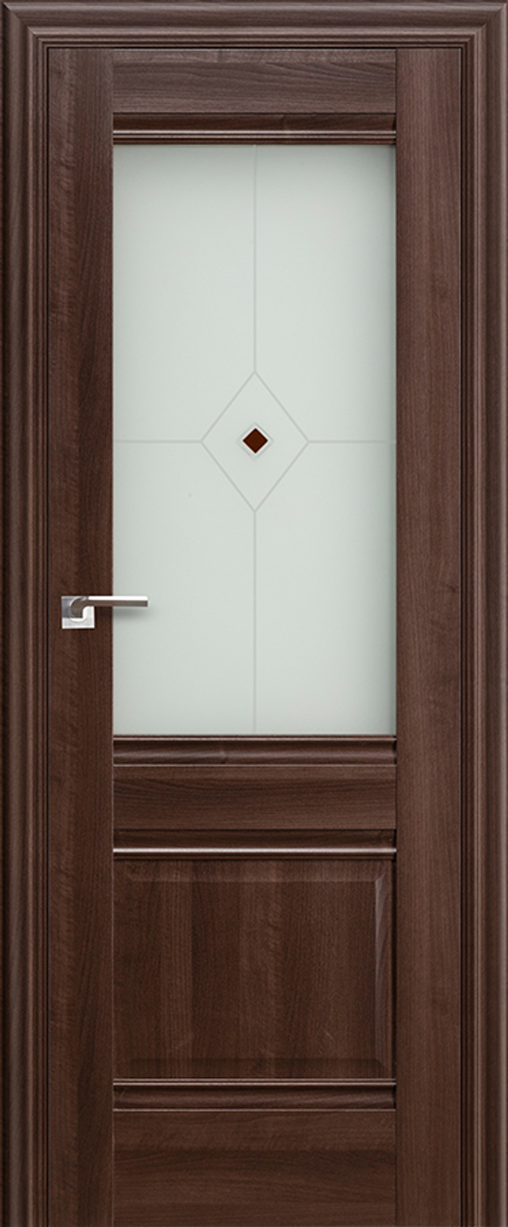 [ТОВАРА НЕТ В НАЛИЧИИ] Дверь межкомнатная Профиль Дорс X №2Х-Классика, цвет орех сиена, экошпон, стекло узор матовое