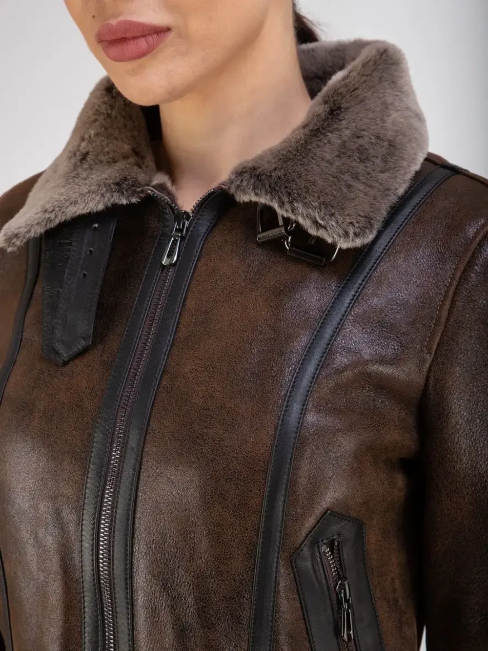 Дубленка женская натуральная короткая Турция легкая автоледи