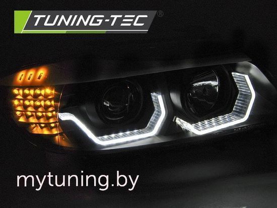 Передние фары 3D ANGEL EYES LED BLACK для BMW 3 E90 E91