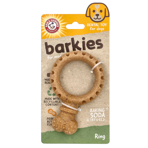 Arm & Hammer, Barkies for Moderate Chewers, стоматологическая игрушка для собак, кольцо, арахисовая паста, 1 игрушка