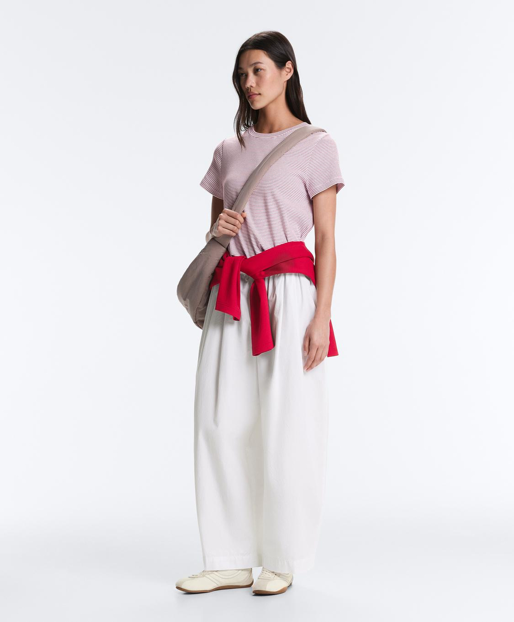 Oysho Зауженные брюки из 100% хлопка со складками, белый