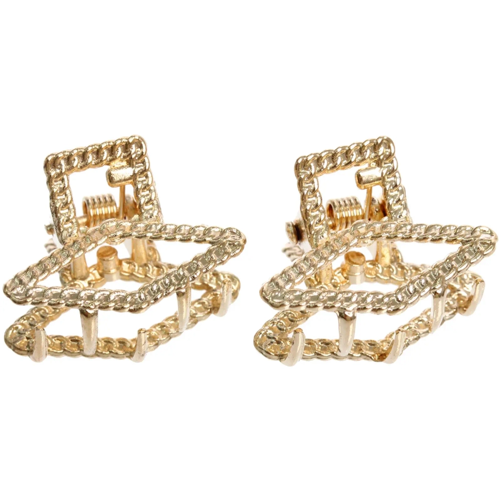 Заколка-краб для волос 2шт «AKS - DesignPRO», ромбы, цвет золото и хром, 2,5*2см