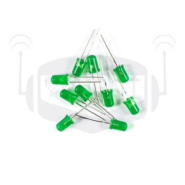 5 мм светодиоды зеленые (10 шт)