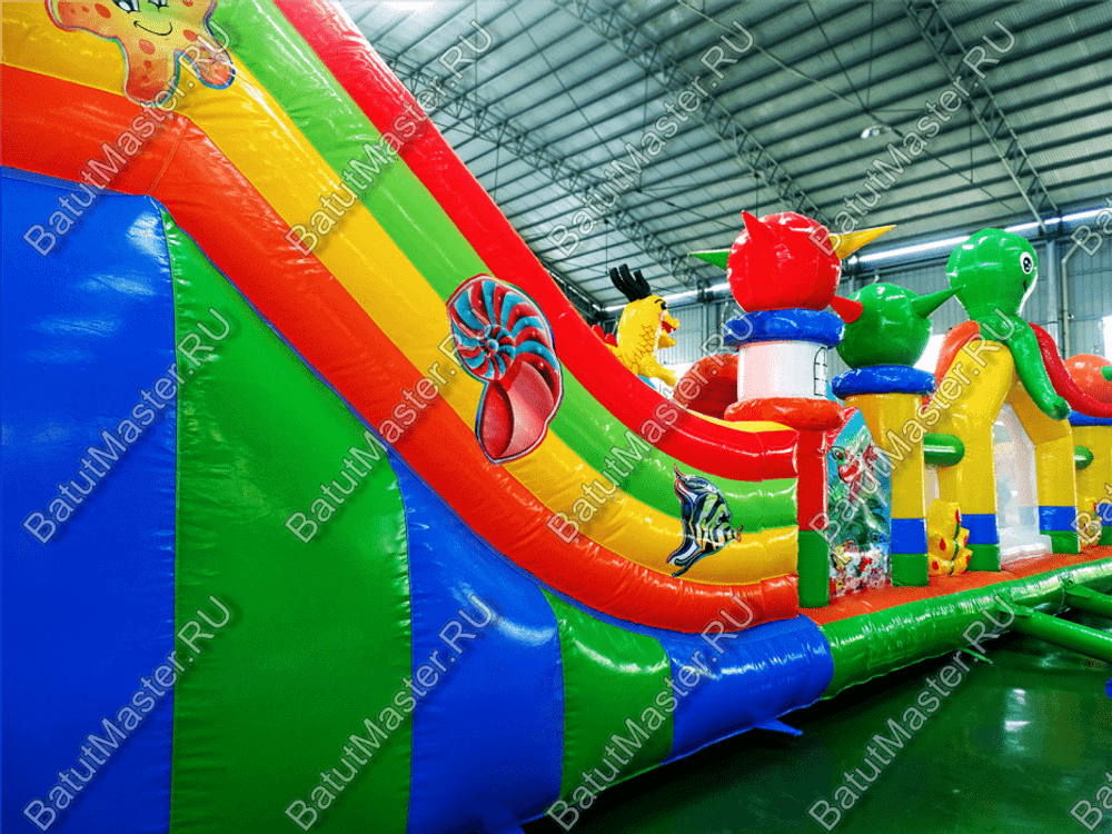Коммерческий надувной батут "Осьминоги и драконы" 17*8*7 м