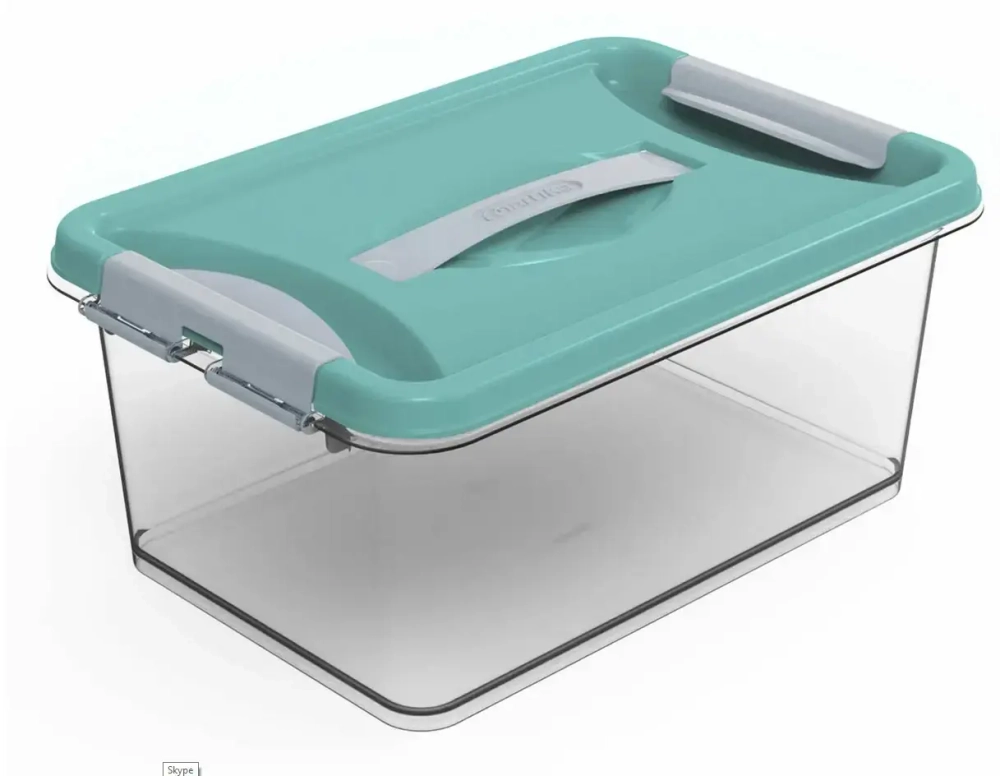 Контейнер для хранения с крышкой, ручкой и ручками-защелками «КЛИК», бирюзовый, 11.6*15.1*19.1см, 8л