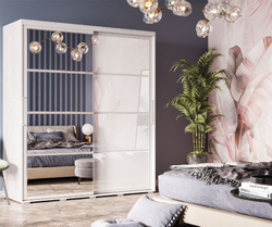 Шкаф-купе с зеркалом Крафт-6, ясень белый