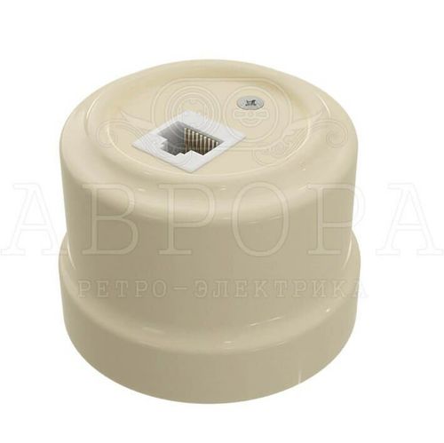 Ретро розетка для интернета RJ45, Слоновая кость, серия Аврора Мезонин GE70342-02 / Интернет
