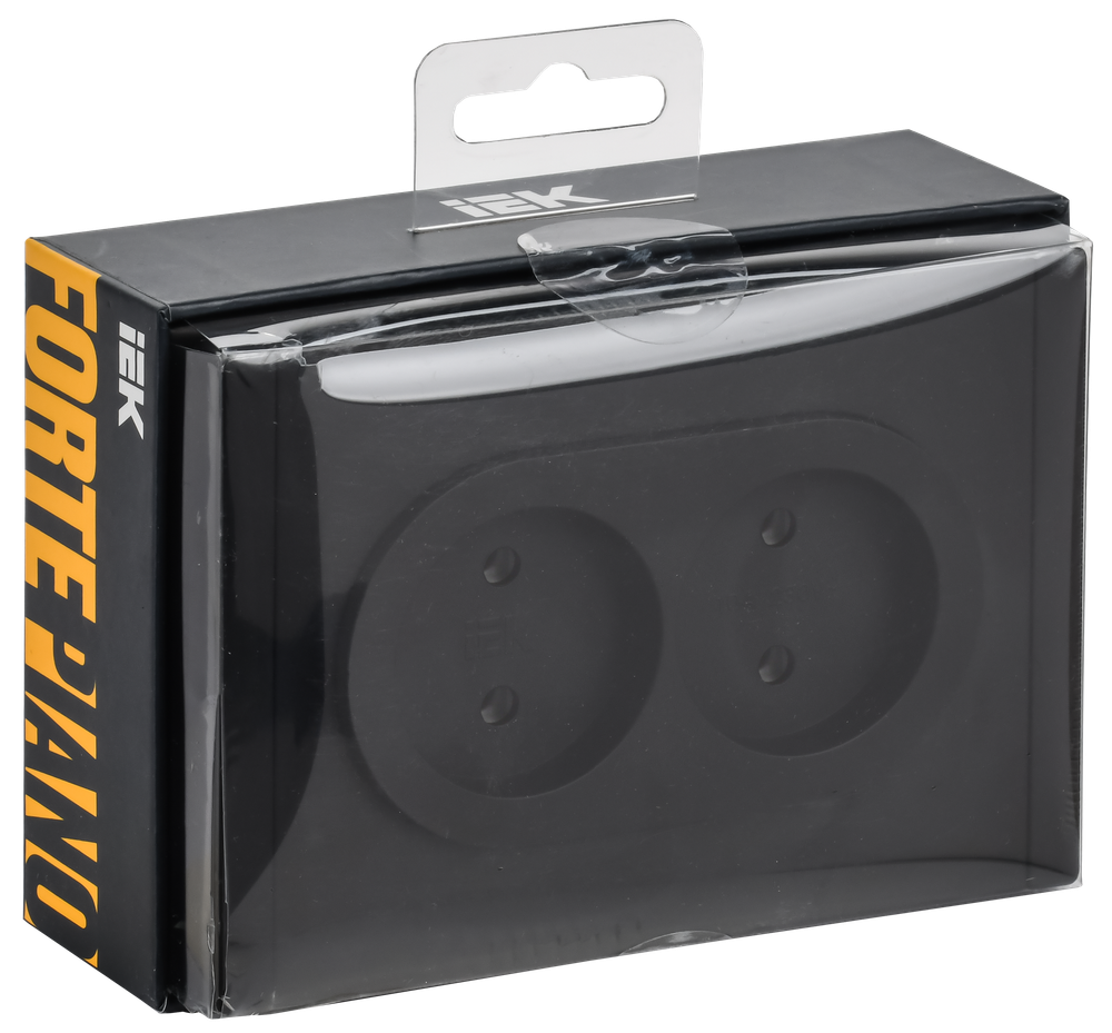 FORTE&PIANO Розетка 2-местная без заземления без защитных шторок безвинтовое крепление 10А FP126M металл черный IEK