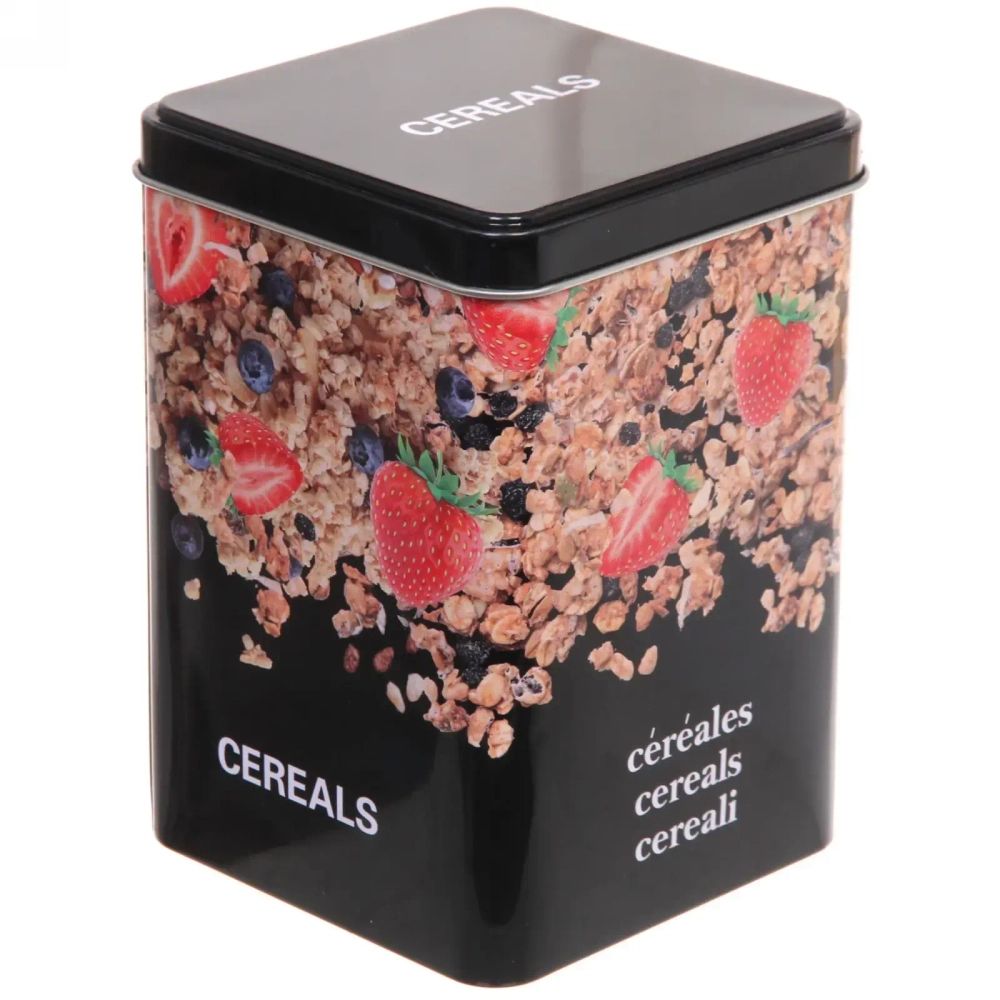Банка для продуктов металлическая «Black style» Хлопья 1100мл