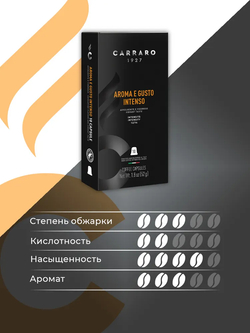 цена Кофе в капсулах Carraro Aroma e Gusto Intenso, 10 капсул для кофемашин Nespresso (Карраро)