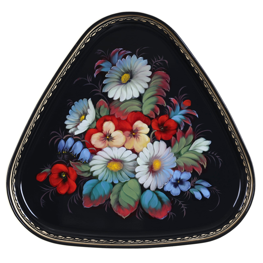 Жостовский поднос декоративный, размер 29х29 см (A8), металлический