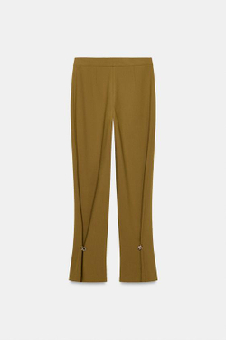 ZARA БРЮКИ С РЕГУЛИРУЕМЫМИ МАНЖЕТАМИ, ЦВЕТ ОЛИВКОВОГО МАСЛА