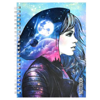 Записная книжка А5, 80л., клетка, тв.пер. на гребне, мат.лам., 80 г/м² "Девушка" (Феникс+)