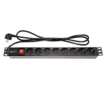 Блок розеток 19", 1U, 8 розеток, кабель 2 метра, огнеупорный пластик, 5bites PDU819P-01