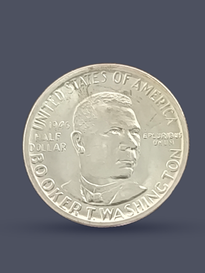 Монета 50 центов 1946 год "Джордж Карвер и Букер Вашингтон"