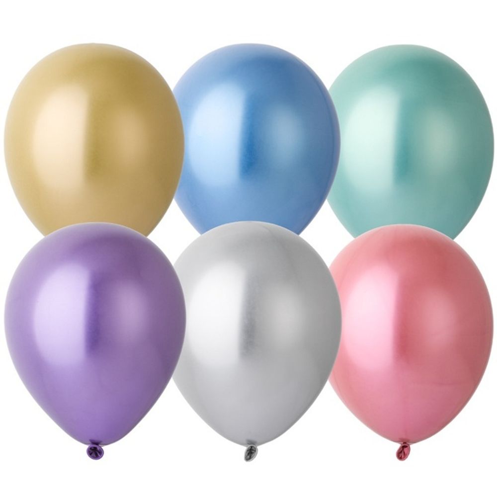 Воздушные шары Весёлая Затея, хром ассорти, 50 шт. размер 12&quot; #1101-0536