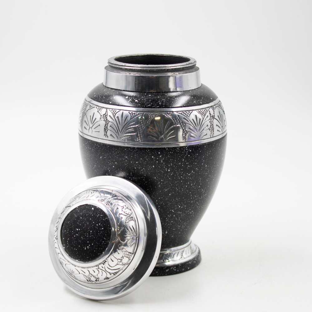 Мини-урна для праха металл "Амфора Перламутр" черная гранит