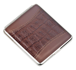 Портсигар S.Quire AB02-3077 стальной с натуральной кожей с рисунком цвет коричневый в подарочной фирменной упаковке