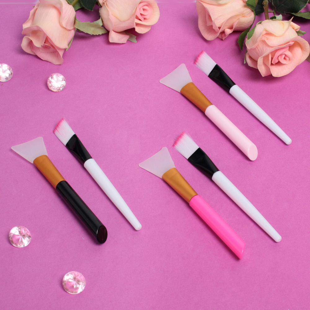 Кисть силиконовая и кисть с ворсом для нанесения маски «Beauty Bar», микс два цвета, 16см