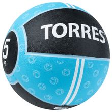 Медбол TORRES AL00235, 5кг, черно-голубой