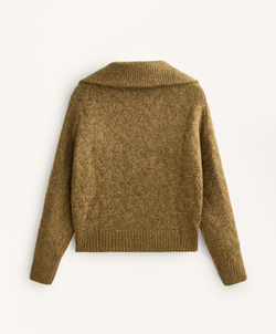 Oysho Вязаный джемпер из смешанной пряжи с молнией до середины груди, хаки