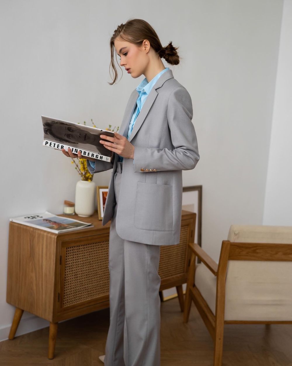 Пиджак полуприлегающий серый из итальянской вискозы