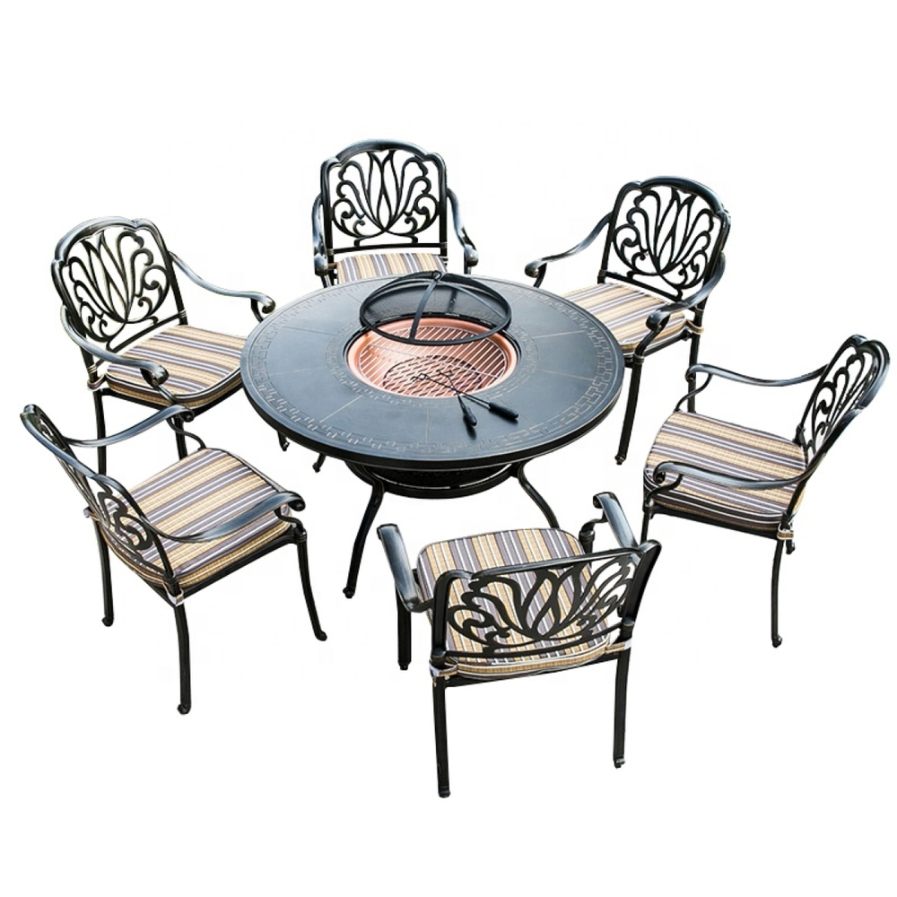 Стол уличный с мангалом из литого алюминия Барбекю-4(BBQ-4)