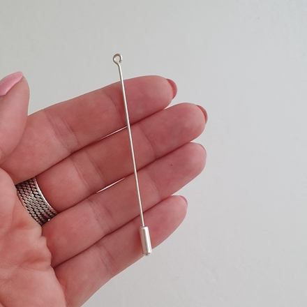 Основа - игла - пин для броши цвет Серебро 7 см