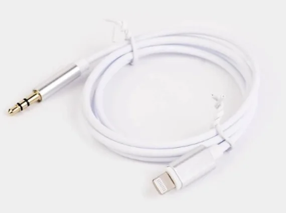 Аудио кабель GL-060, Lightning - 3.5 AUX, 1 м, белый