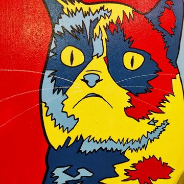 Картина авторская на холсте "Мемный кот" Пот-Арт (50х50см)