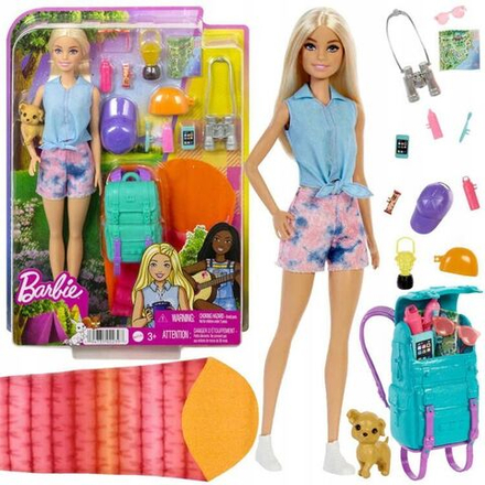 Кукла Mattel Barbie - Игровой набор кукла Малибу Кемпинг с питомцем и аксессуарами - Барби HDF73