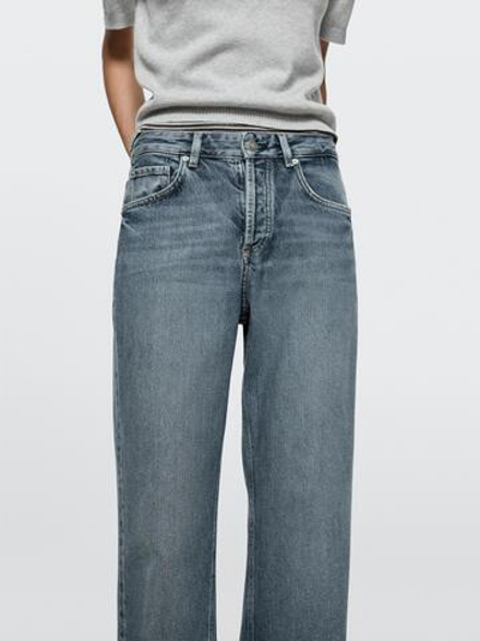Massimo Dutti Джинсы средней посадки с широкими штанинами, светло-голубой