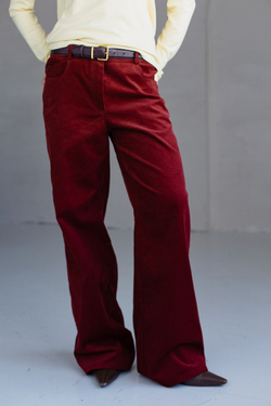 Брюки из вельвета прямые терракотовые