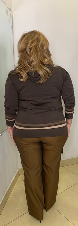 Коричневые брючки на резинке с отстрочкой