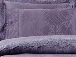 Постельное белье PRINCESS лиловый  жаккард с кружевом deluxe TIVOLYO HOME Турция