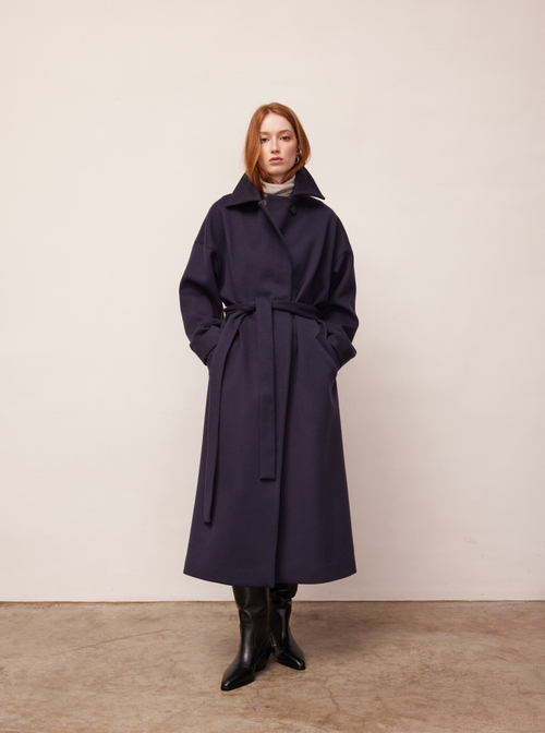 Пальто синее