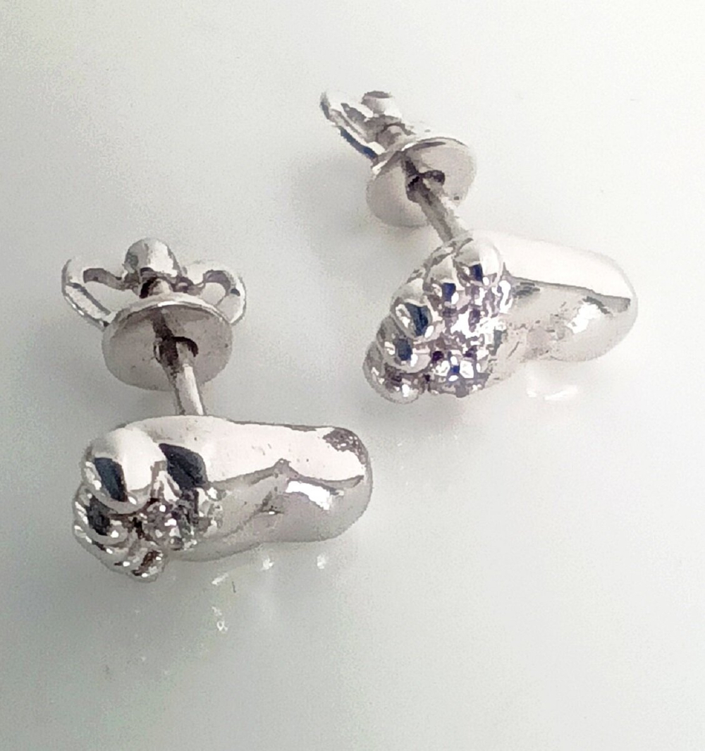 Серьги-пусеты Эстерелла, серебро, проба 925, родированные, с фианитом/Ф