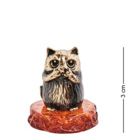 Народные промыслы AM-3155 Фигурка «Кот не скажу» (латунь, янтарь)