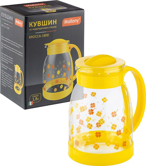 Кувшин Mallony Brocca-1800 из жаропрочного стекла с пластиковой ручкой