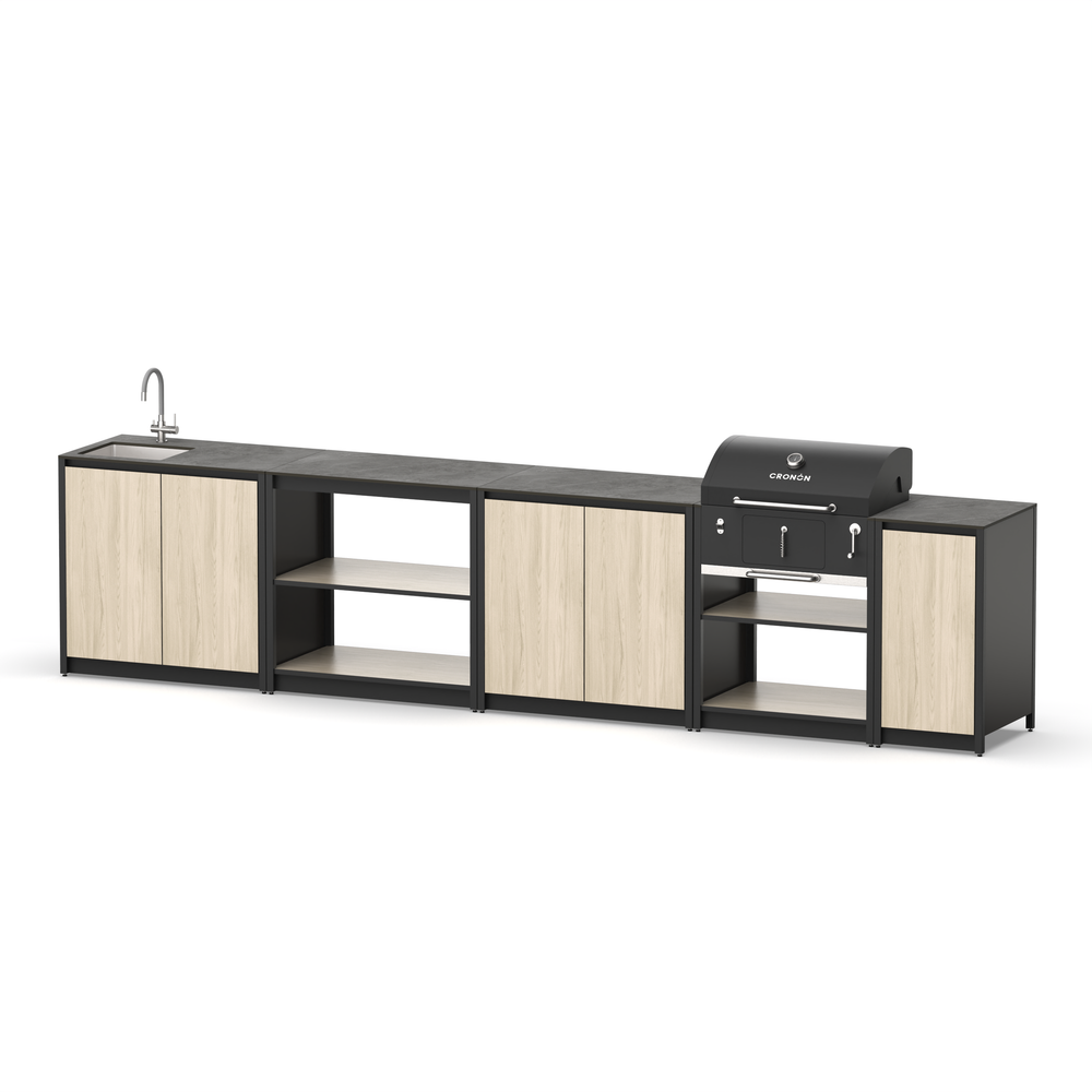 Мангальный комплекс Lounge M-119SB, 3.9 м, дуб сонома/черный мрамор