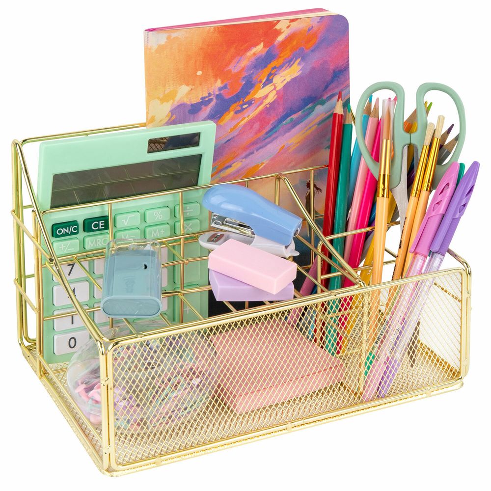 Органайзер для косметики и мелочей металлический 4 секции, MONTE VITA, 160х240х150 мм, золото, 272479