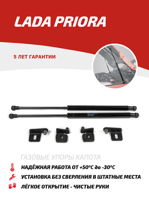 Упоры капота для Lada Priora 2007-2018, 2 шт., ULAPRI012